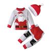 Toddler Baby Santa Outfits Newborn Boys Girls Sweatshirt+Pants+Hat 3pcs Christmas Costume for Xmas Cosplay Party