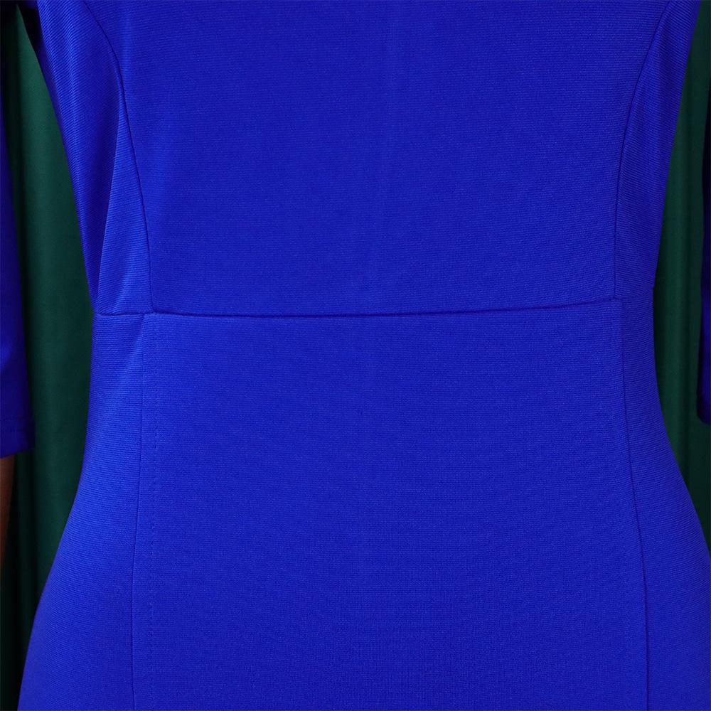 Женское деловое платье большого размера с круглым воротником и средними рукавами, элегантное цельное однотонное платье-футляр