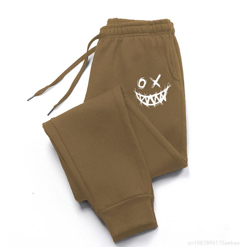 Осенне-зимние мужские спортивные штаны с принтом Monster Smile, на шнуровке, мужские повседневные брюки для повседневной носки с брюками для бега S-3XL