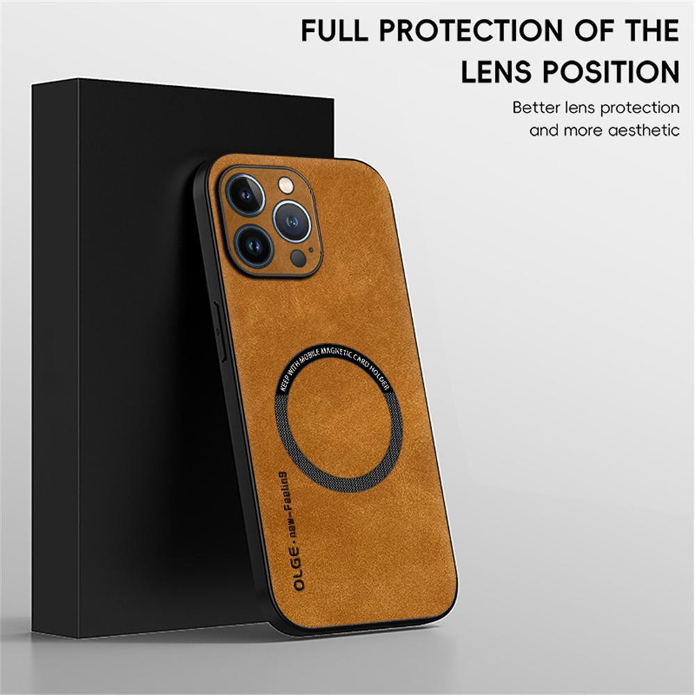 For iPhone 13 Pro Max Magnetic Case with Tempered Glass Film PU Leather+TPU Phone Cover Precise Cutouts