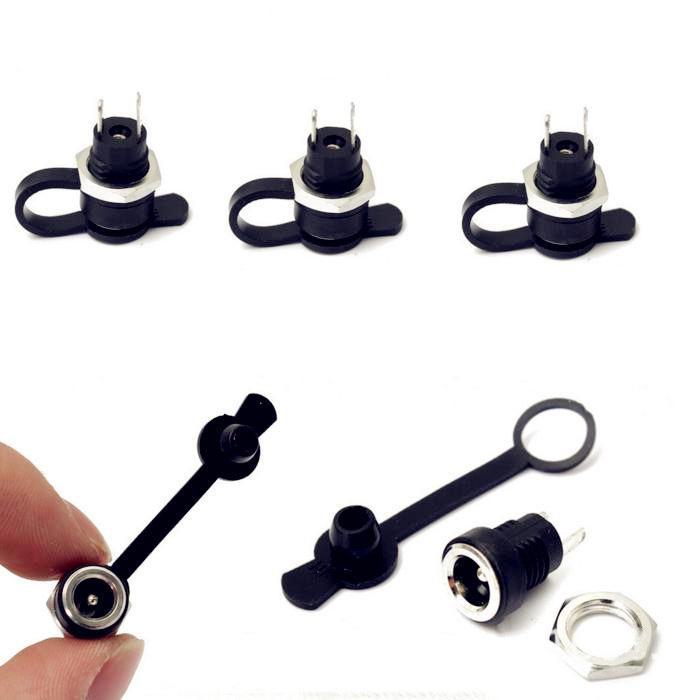 DC-022B Copper DC Power Socket 5.5x2.1/5.5x2.5mm with Nut, 2 Pins