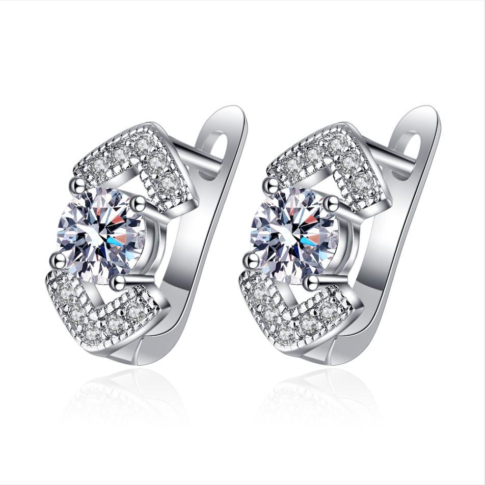 Серьги из серебра 925 пробы для женщин, круглые серьги с цирконами, сверкающие, для вечеринки, свадьбы, ювелирные изделия, аксессуары в подарок