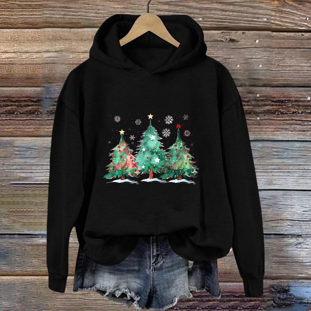 Женская толстовка с принтом «Спорт» с рождественским принтом, толстовка с капюшоном, топ с длинным рукавом, повседневная толстовка