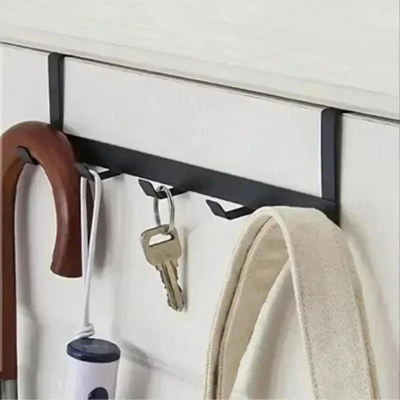 1Pcs Space-Saving 5-Hook Door Hanger - Easy Install, Contemporary Style, Durable Storage for Coats