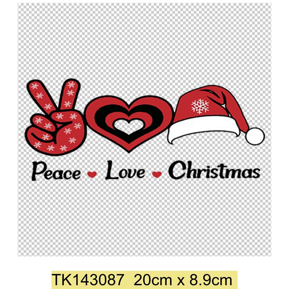 Peace Love Christmas Термонаклейки Нашивки Стираемая Одежда Окружающая Юбка Термопередача Наволочка Домашний Декор Печатный Подарок