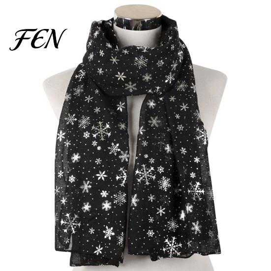 Versatile Winter Shawl Glitter Sparkly Foil Snowflake Print Scarf for Women, Christmas Polka Dot Wrap Theme Wrap, Fall Lightweight Soft Cozy Party