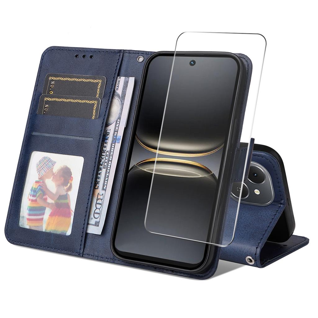 For TECNO Spark 40C PU Leather Wallet Case Phone Stand Cover with Tempered Glass