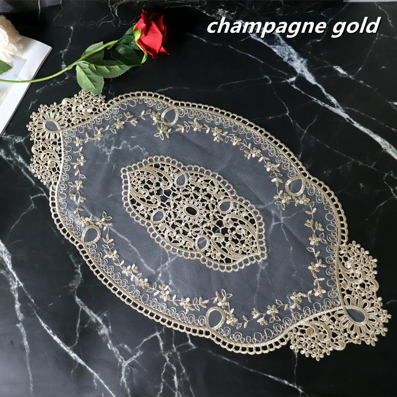 Luxury Oval Embroidered European Transparent Placemat Table Mat Hotel Villa Home Furniture Party Coaster Decorative Cover Cloth