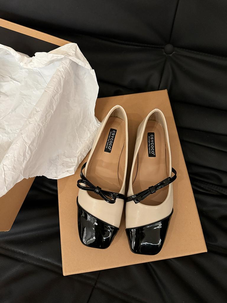 Французский дизайн, черные туфли с квадратной головкой, женские туфли, новинка 2025 года, весна-осень, ретро, вечерние туфли для поездок на работу