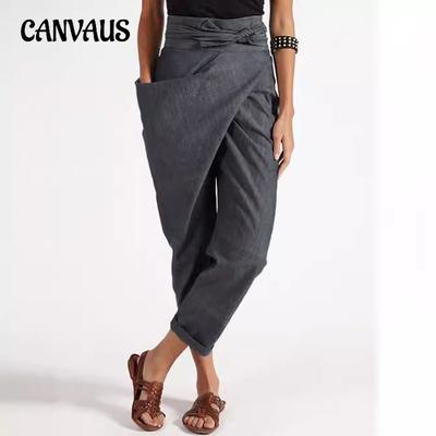 Весенние и осенние женские брюки с нерегулярной шнуровкой Nine Tenths повседневные брюки