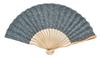 Onishi Ken Seihan Fabric Dragonfly and Shark and Azuki Bean Wave-Bone Fan, 21cm, Pattern/Indigo Pattern, Reversible, "Ripple" NN19-A06
