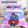 3pcs Custom Name Cartoon Juice WRLD Bedding Set Duvet Cover Closure Includes 1 Duvet Cover & 2 Pillowcases for All Seasons Bedroom Decor