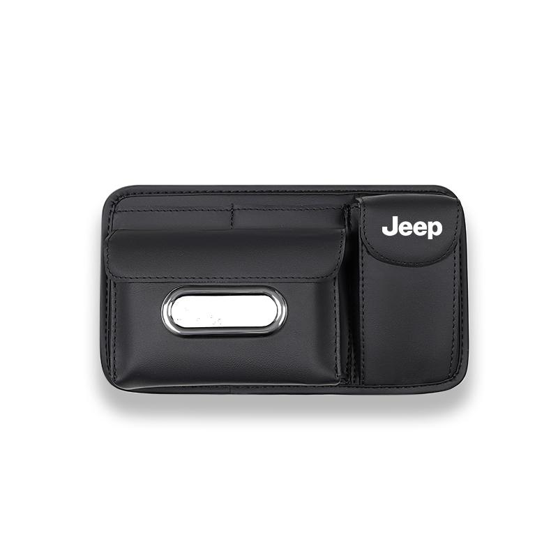 PU Leather Car Sun Visor Organizer Glasses Card Holder & Tissue Box For Jeep Renegade Wagoneer Avenger Recon Wrangler JK Patriot