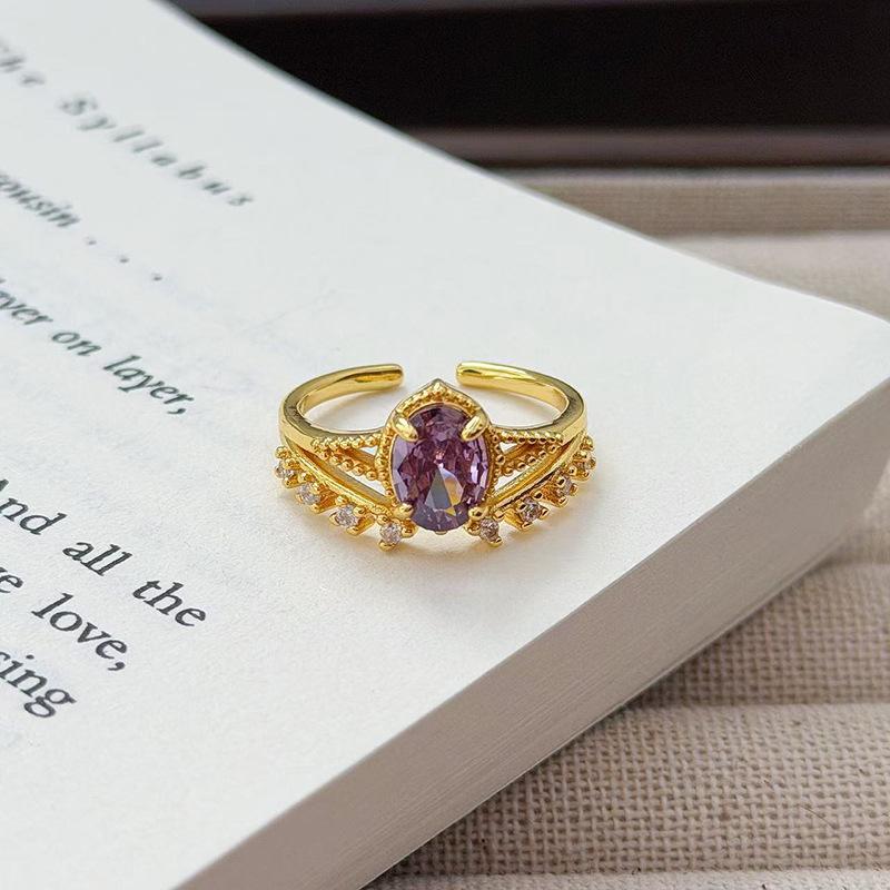 Средневековое французское ретро кольцо с открытой шинкой и полным бриллиантом, модное, с высоким чувством стиля и темпераментом, нишевый дизайн, изысканные бриллиантовые аксессуары для женщин