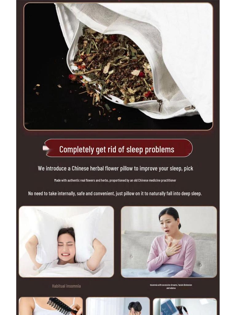 Chinese Herbal Neck Pillow: Cassia Seed, Mugwort, Jasmine, Buckwheat Husk for Neck Support