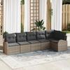 VidaXL 6-Piece Garden Sofa Set with Grey Cushions Poly Rattan 3346059