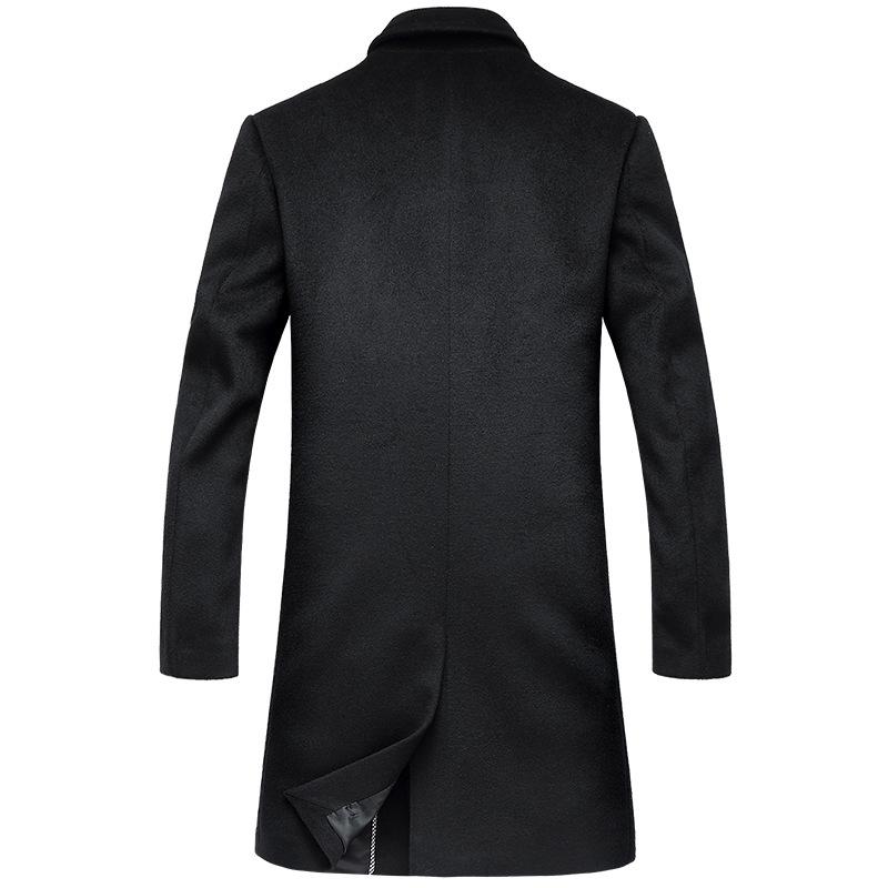 Осень и зима Новое мужское шерстяное пальто Тренчкот корейской версии Приталенный крой Средней и длинной двубортное шерстяное пальто Пальто