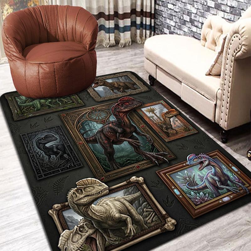 Dinosaur Gallery Pattern Rug Floor Mat for Living Room or Bedroom Soft and Comfortable Carpet a Gift for Birthday and Holiday.