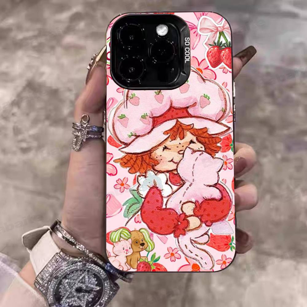 Анимированный чехол для телефона S-Клубничный S-Шорткейк Для IPhone 17 16 15 14 11 12 13 Pro Max Plus Pro Цветной Серебряный Чехол