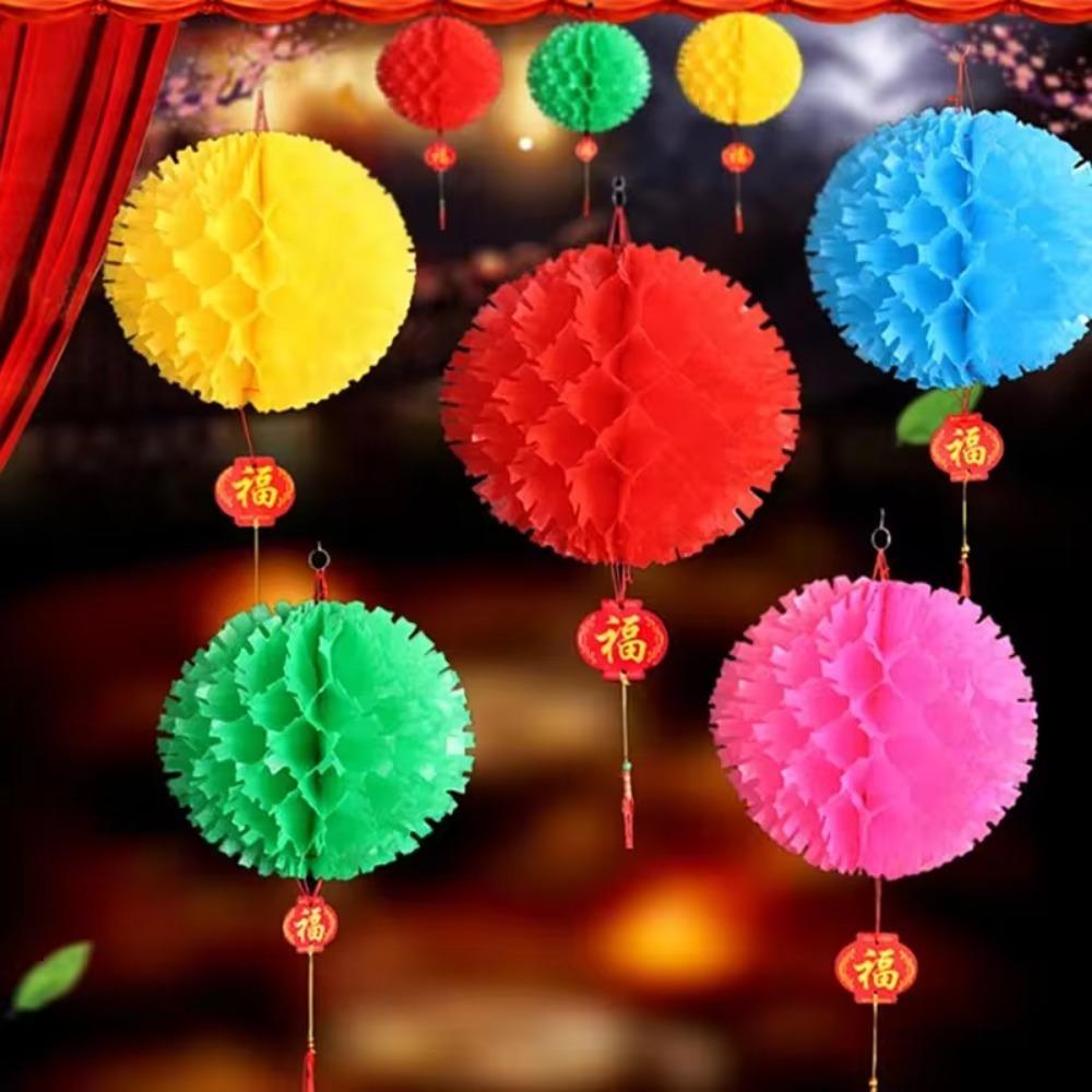 10PCS Waterproof Paper Lantern Ball Jagged Edges Spring Festival Pendant  Chinatown