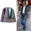 Spring and Autumn New Product Women's Fashion Simple Velvet Splice One Button Patch Bag Decoration Cloth Suit Coat