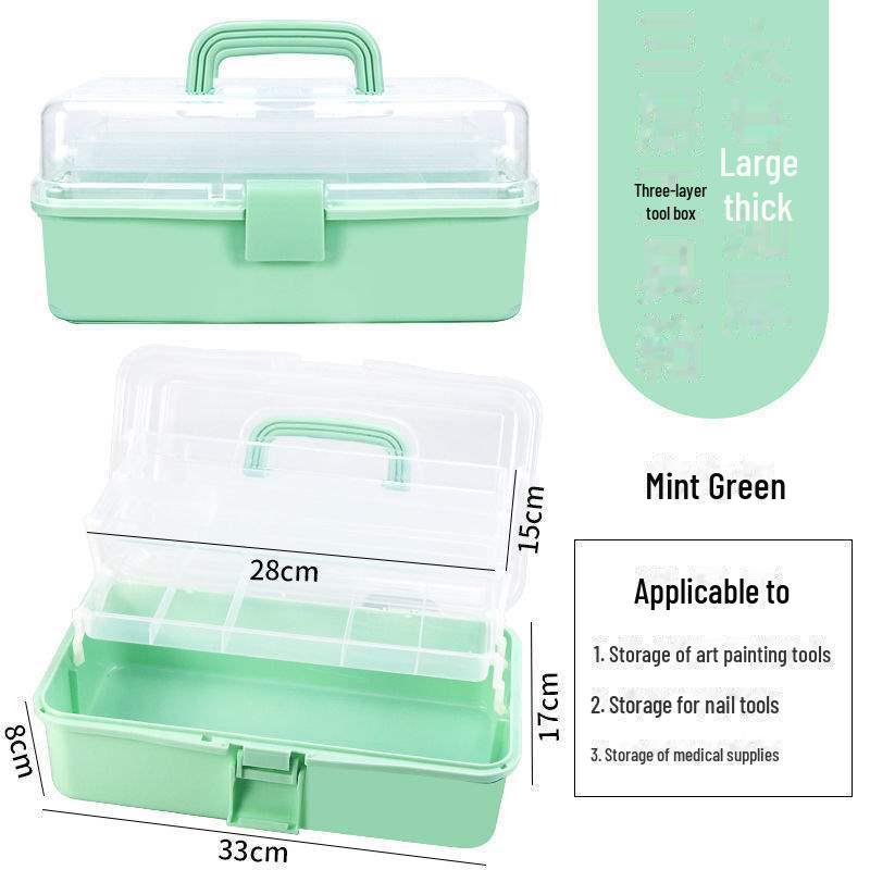 Большая вместимость, 3-слойная прозрачная коробка для хранения художественных инструментов и карандашей
