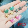 4pairs/set Starfish Shell Stud Earring Set Women Colorful Conch Shells Star Stud Earrings Party Bea