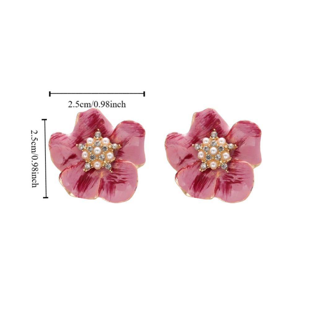 Серьги Sweet Flower Pearl, темпераментные серьги в корейском стиле, серьги-гвоздики в виде цветка с каплями масла для женщин