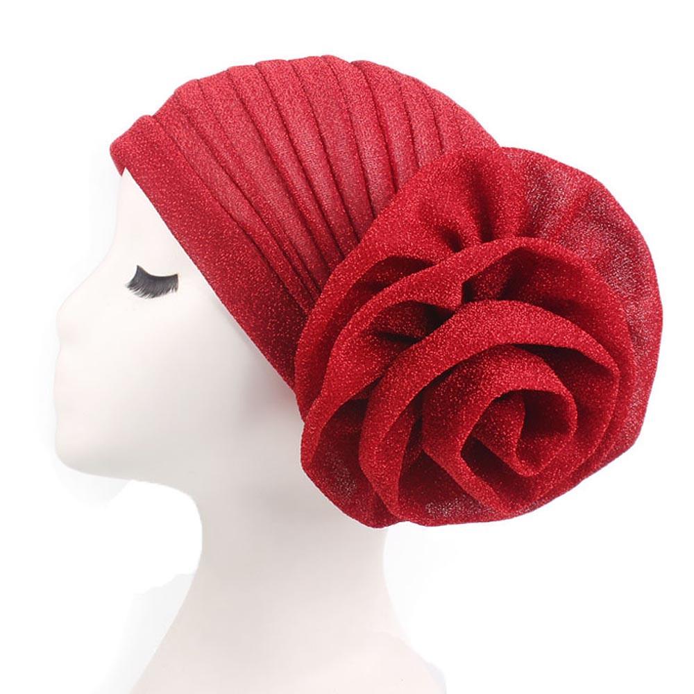 Женская мусульманская химиотерапевтическая шапка с большим цветком, тюрбан, головной платок с потерей волос