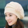 Autumn Hat Women's Stylish Rabbit Fur Wool Hat Middle-aged Mother Plus Velvet Thick Warm Ear Protection Beret Winter