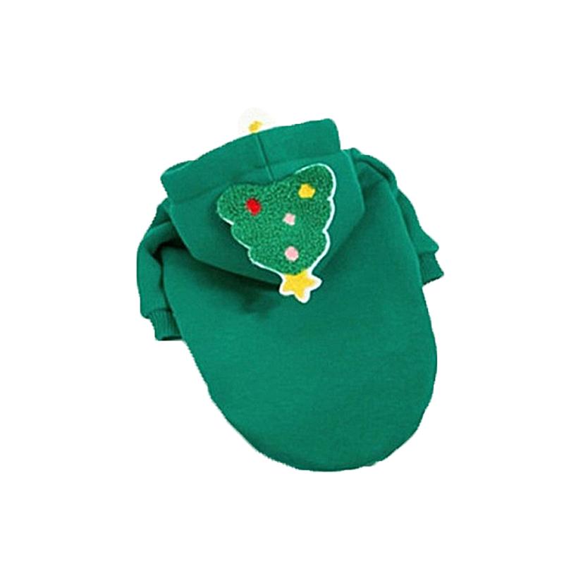 Рождественская толстовка для питомца Толстовка с капюшоном для собаки Подходит для кошек и маленьких собак Теплая Рождественская елка Санта Клаус