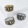 European and American Dark Style Satan Goat Pentagram Titanium Steel Ring for Men
