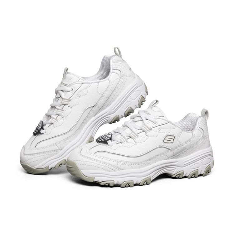 Skechers DLites SR Сетка Синтетическая кожа Ретро Прочные Дышащие Низкие Повседневные Кроссовки Женские Белый 76605-WHT