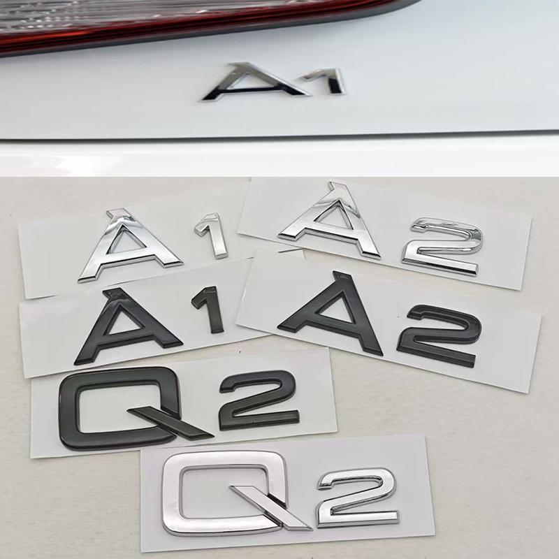 3D ABS Car Letters Logo A1 A2 Q2 Rear Trunk Badge Sticker Decals For B A1 A2 Q2 Auto Tail Marking Accessories