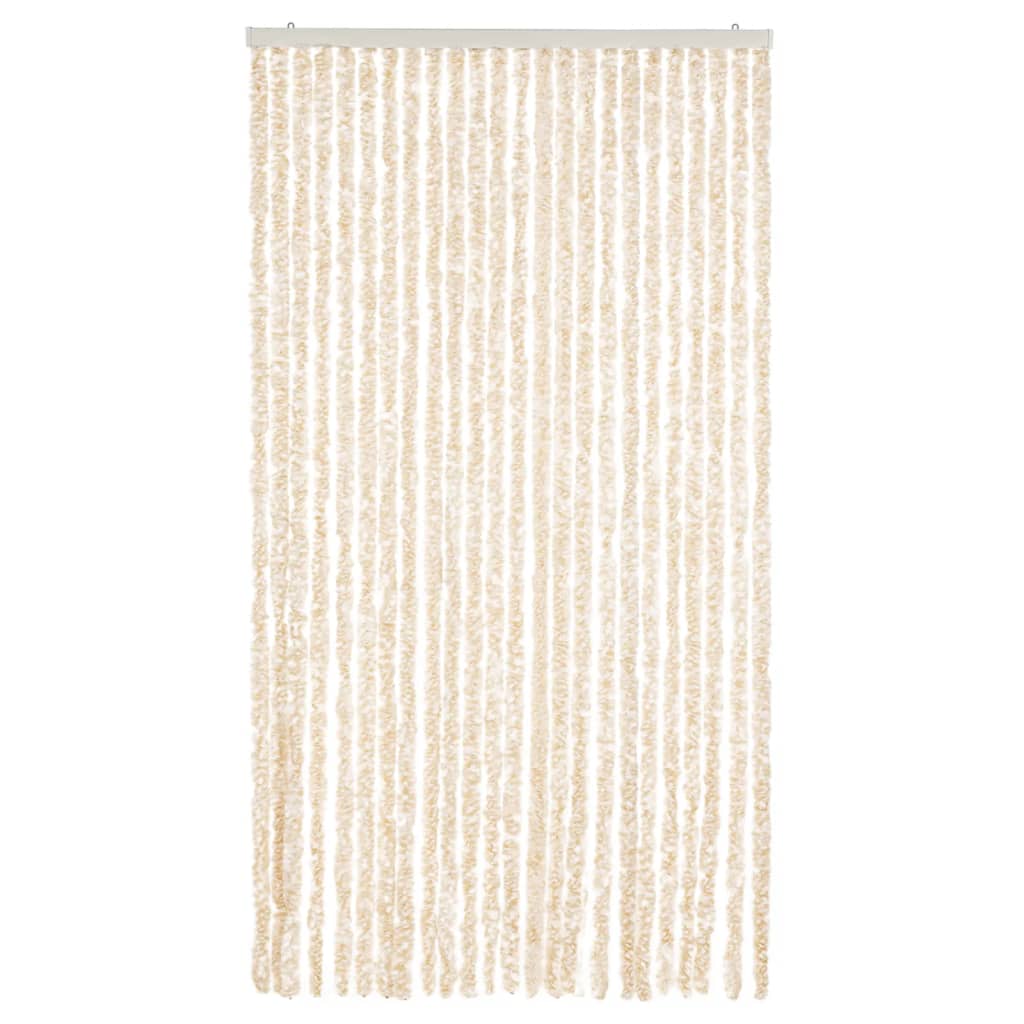 Fly Screen Curtain Beige and White 100 x 200 cm Chenille