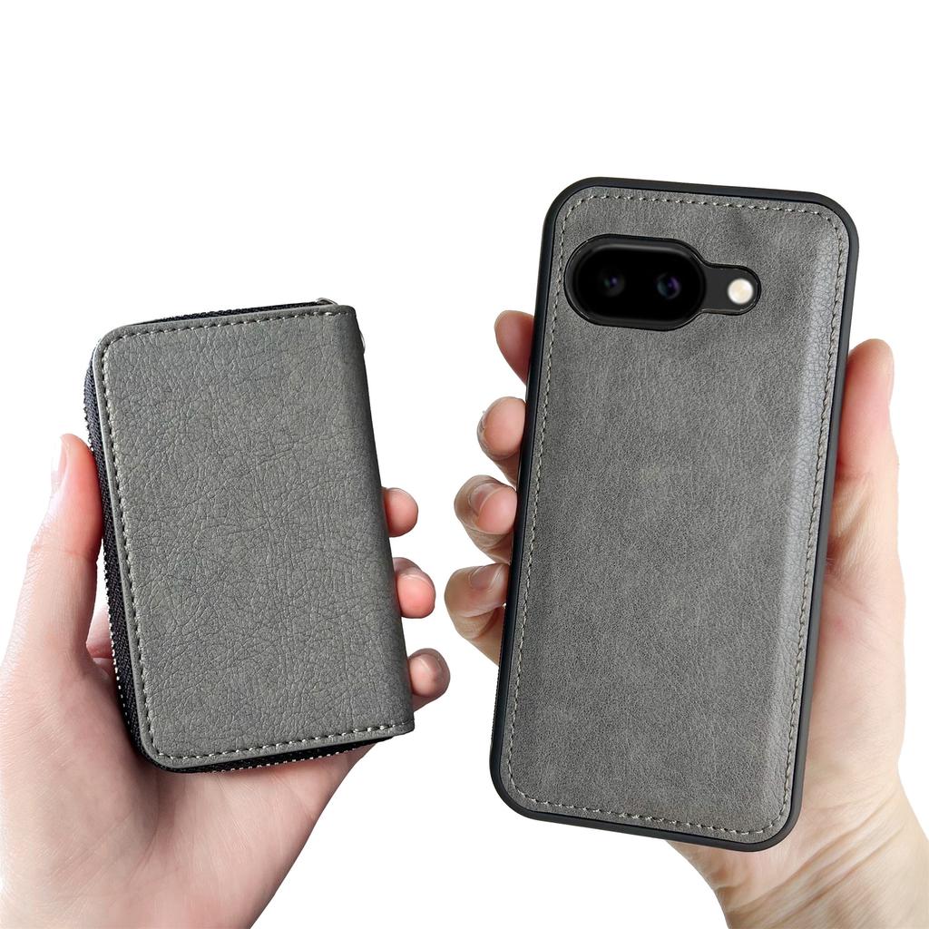 Чехол для Google Pixel 9a со съемным карманом на молнии для карт, из ПУ и ТПУ, с подставкой, чехол для телефона со шнурком