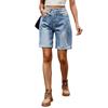 Summer Women's Denim Shorts Ripped Crimped Five-point Denim Shorts Casual Pants
