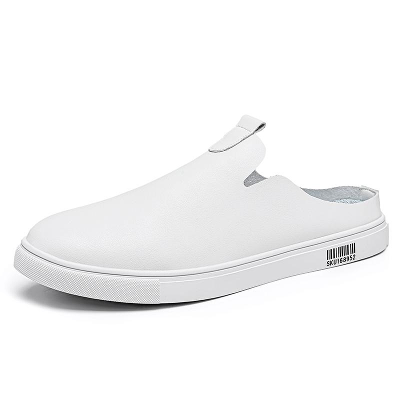 Модные летние мужские полушлепанцы Удобный и легкий дизайн Черно-белая повседневная обувь для улицы Классические кеды Слипоны