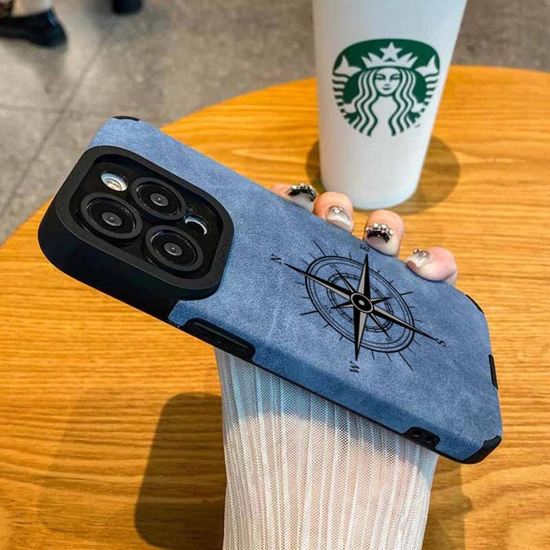 Vintage Compass Print Phone Case For iPhone 17Air 16 15 14 13 12 11 17 Pro Max 16E Plus X XR XS Max Shockproof Protective Cover