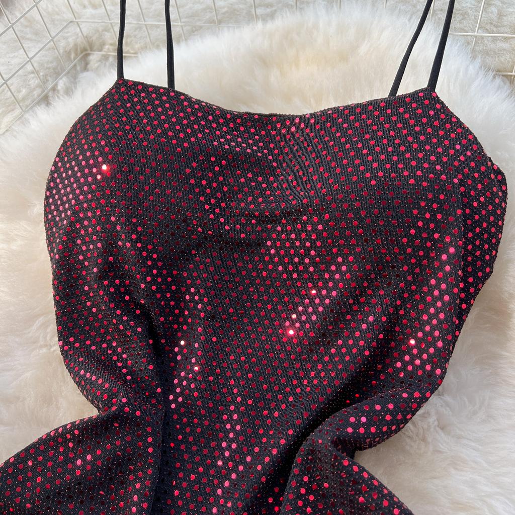 Dress for Women Spaghetti Strap Shinning Exposed Shoulders Falda Sexy Mujer Solid Color Wrapped Vestidos Summer Dropshipping