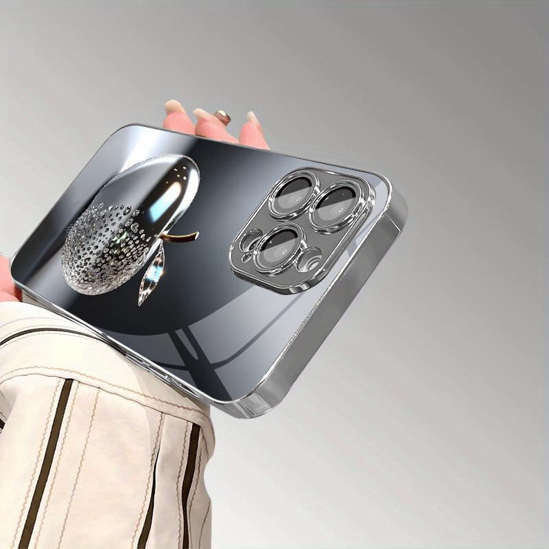 Серебряный Для Apple Узор с бриллиантами Закаленное стекло Гальванизированный Чехол Для iPhone 17 16 Pro Max 15 14 Plus 13 12 11 16E 17 Air Чехол