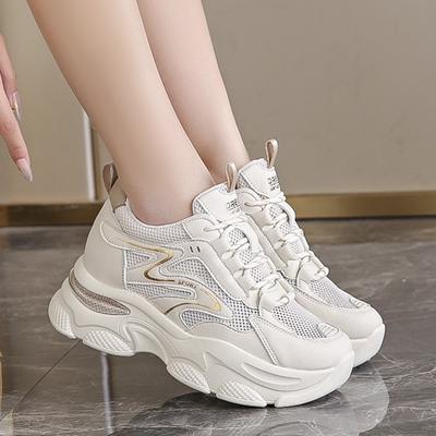 Мода Женские сетчатые кроссовки на массивной платформе Дышащие на шнуровке Кроссовки для бега Женские 2024 Толстая подошва Нескользящая спортивная обувь Женская