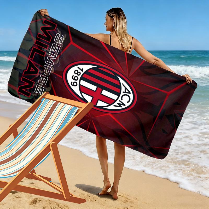 AC Milan Print Beach Towel, Large Soft Quick Dry Towel for Beach Camping Swimming