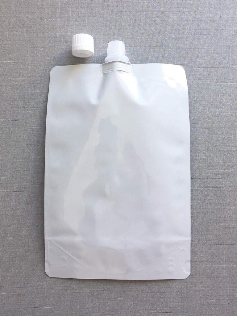 Barrier Aluminum White Printing Refill Container Aluminum 500ml Stand Pouch with Cap Aluminum Spout Pouch 200 Pieces Made In Japan Food Cosmetics