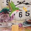 Wood Carving Hummingbird Ornament with Tree Stump/Bell Handcrafted Bird Figurine Statue Sculpture Home Office Desktop Decoration