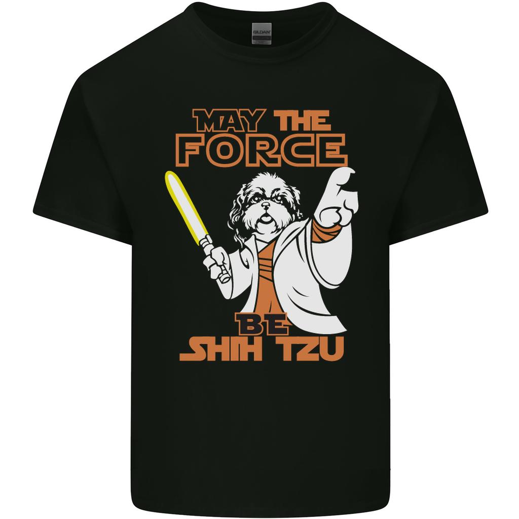 May the Force Be Shih Tzu Funny Dog Unisexs Light Cotton TShirt