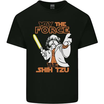 May the Force Be Shih Tzu Funny Dog Unisexs Light Cotton TShirt