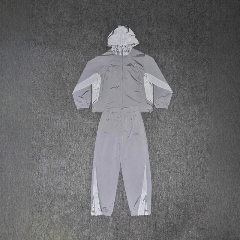 Unisex Embroidered Letter Patchwork Hooded Windbreaker Set Casual Sportswear Teens Youth