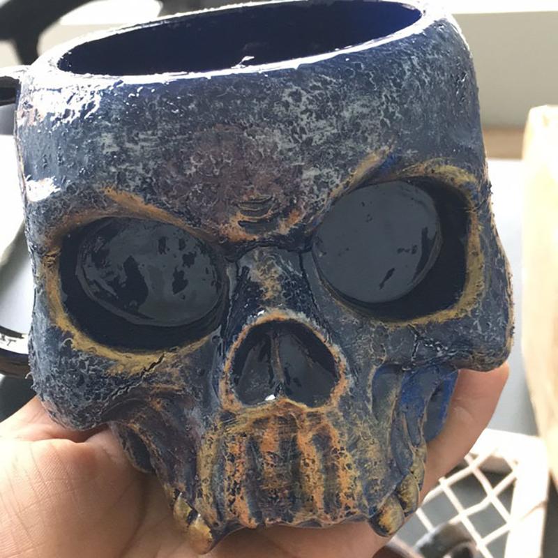 17-унциевая пивная кружка в форме черепа из смолы, кружка-череп викинга-воина, кружка-череп в средневековом стиле для кофе/напитков/сока