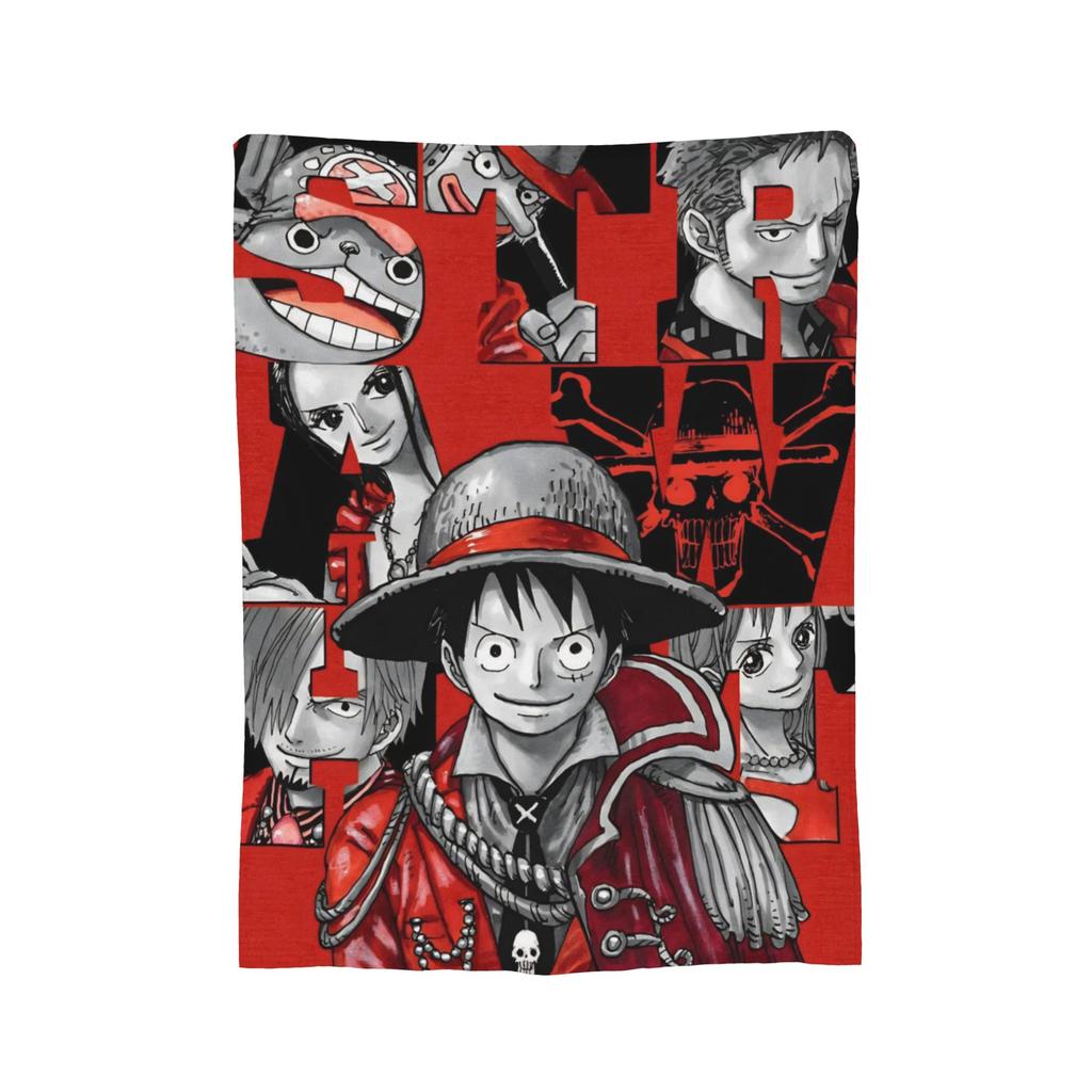 Luffy Anime Fleece Throw Blanket Luffy Zoro Sanji Blankets for Bed Car Super Soft Bedding Throws,